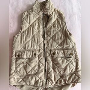 First Love Quilted Vest in Light Beige with Blush Logo